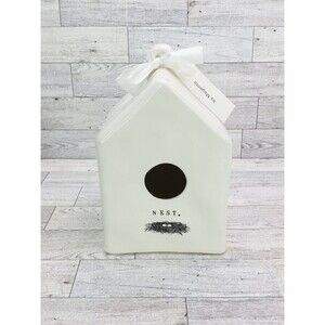 New‎ Rae Dunn Nest Birdhouse Artisan Collection White Black Nest With Eggs